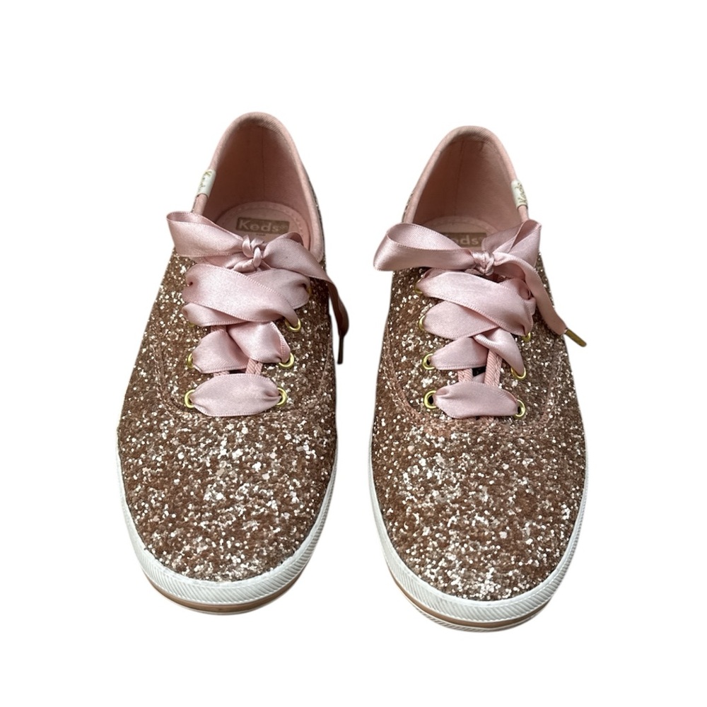 Keds X Kate Spade Pink Glitter Canvas Sneakers size 6.5 (fits like 7)